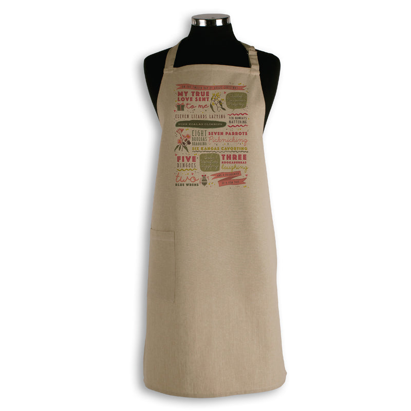 Christmas Apron- beige organic cotton