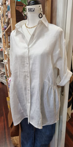 White Linen Button Shirt- 100% Linen