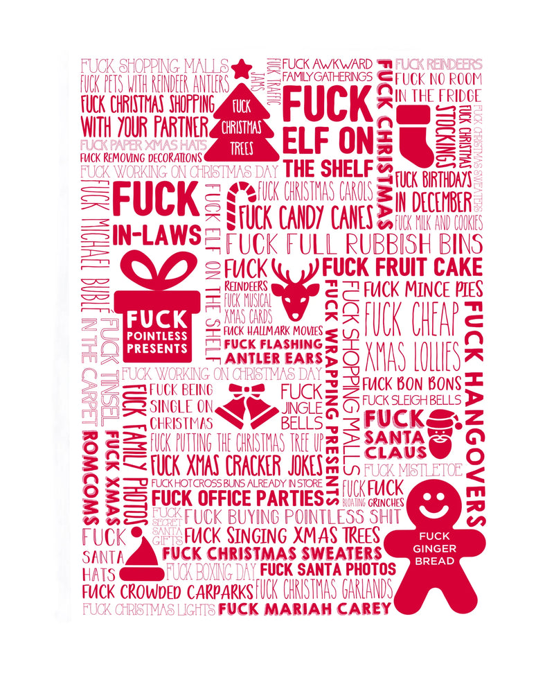 F Word Xmas Tea Towel