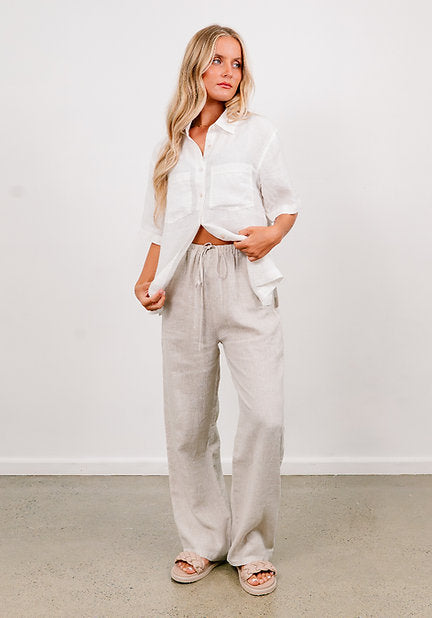 Linen Pants- Oatmeal by Soul Sparrow