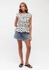 White and Black Polkadot top