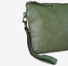 Bindu Leather Clutch- OLIVE GREEN