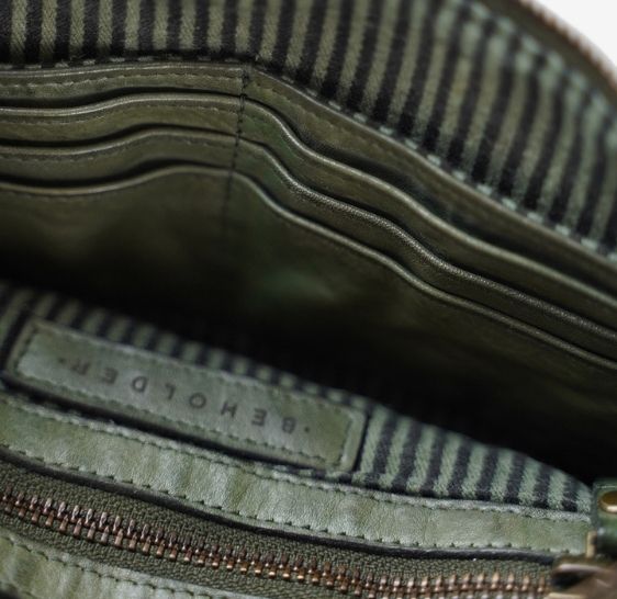 Bindu Leather Clutch- OLIVE GREEN