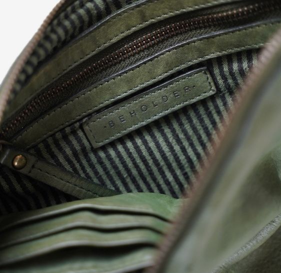 Bindu Leather Clutch- OLIVE GREEN