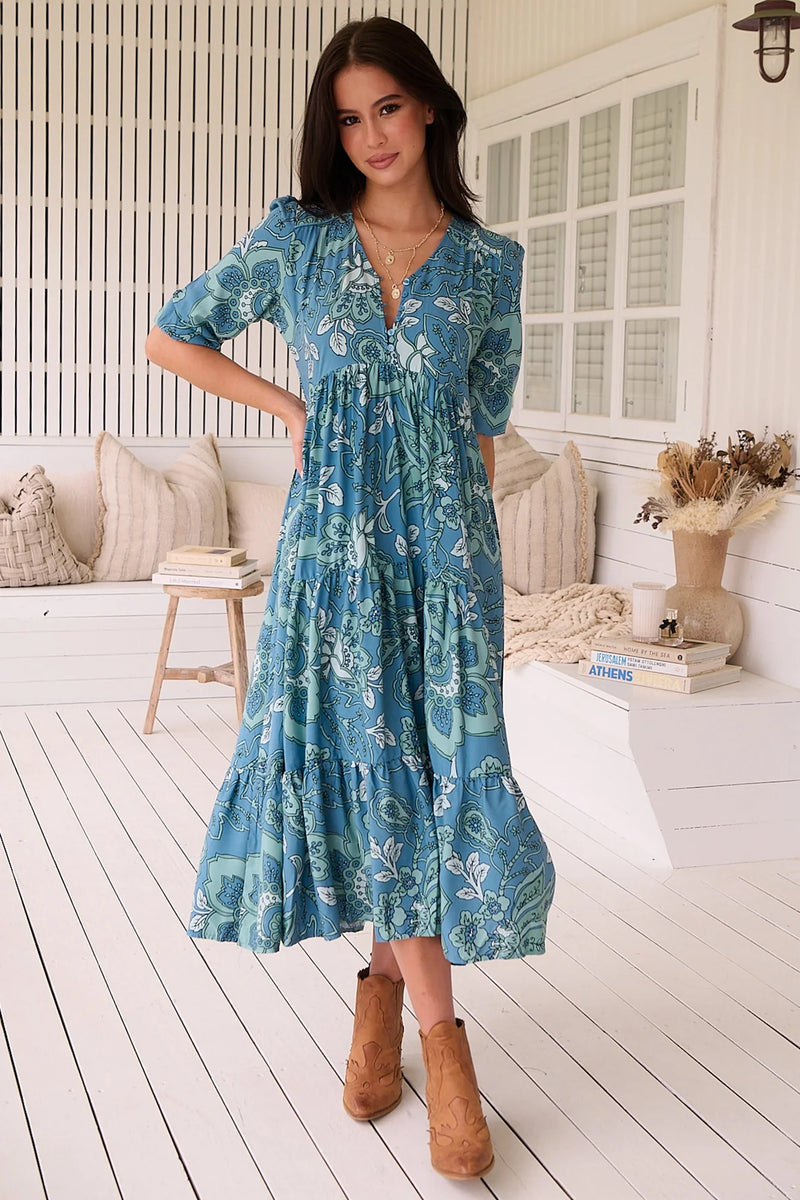 Serenade print- Eve Midi by Jaase (Plus sizes available)
