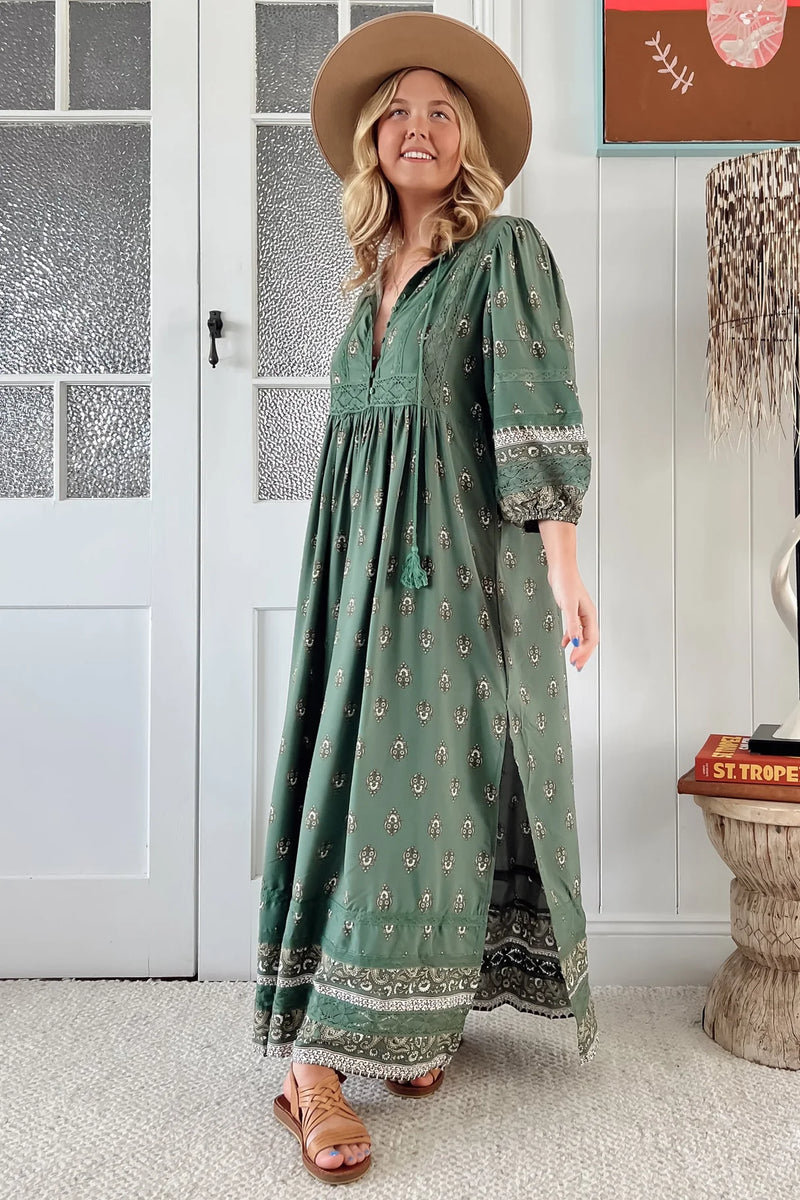 Viridian print- Meadow Maxi dress by Jaase