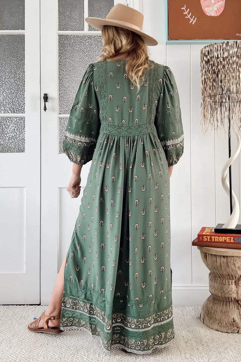 Viridian print- Meadow Maxi dress by Jaase