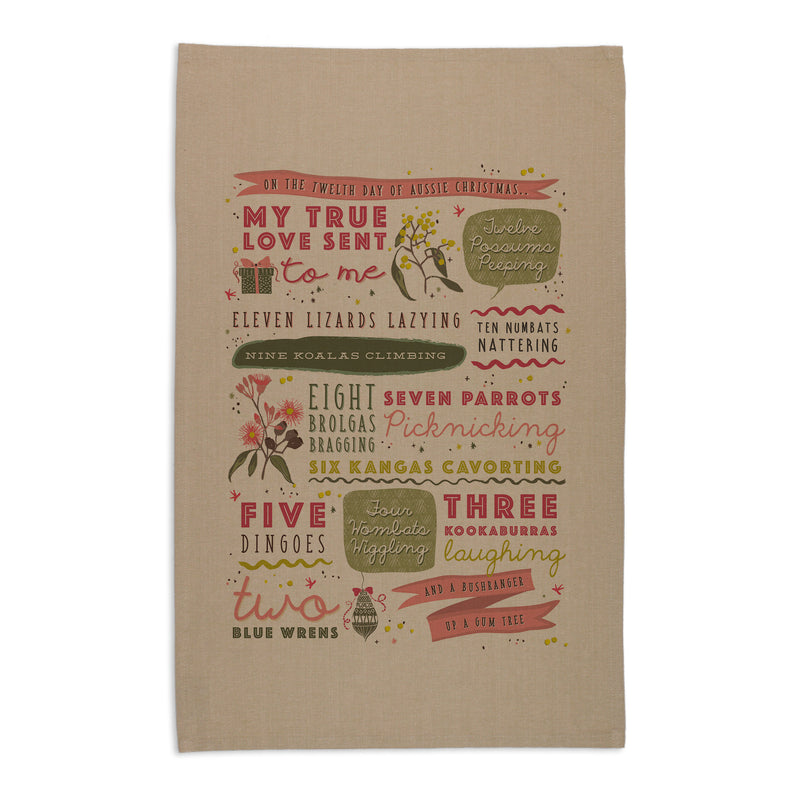 Christmas Tea Towel- beige