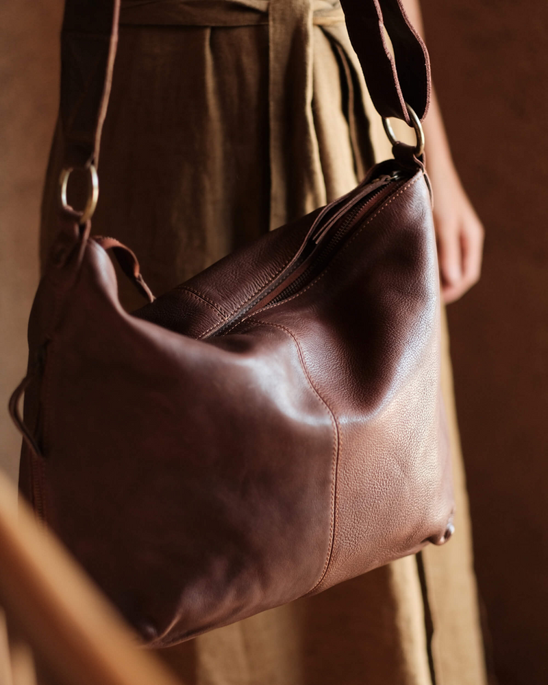 Beholder Sahaja Slouchy Boho Bag- Dark Cognac