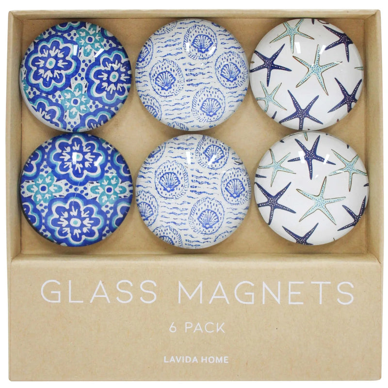 Glass Magnets- Blue Ocean- 6 pack