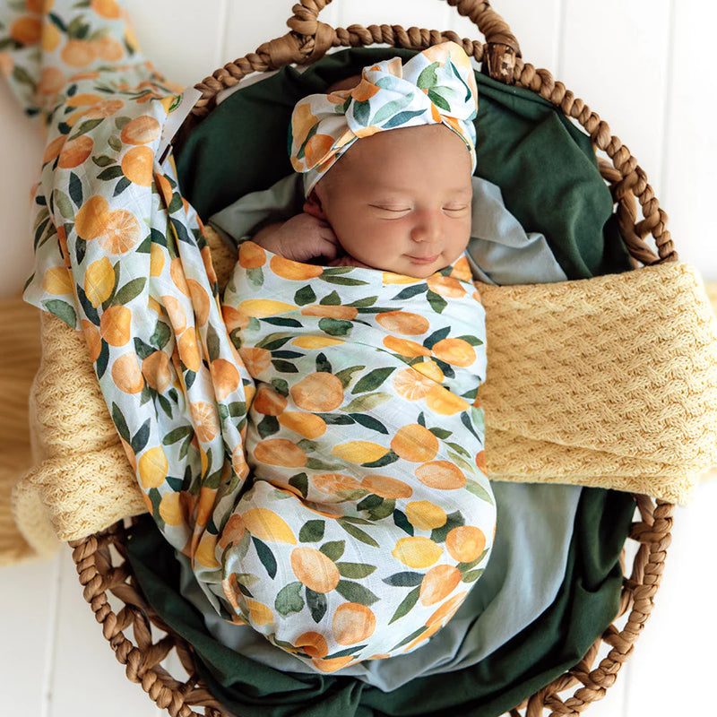 Organic Muslin Wraps- Citrus Squeeze print