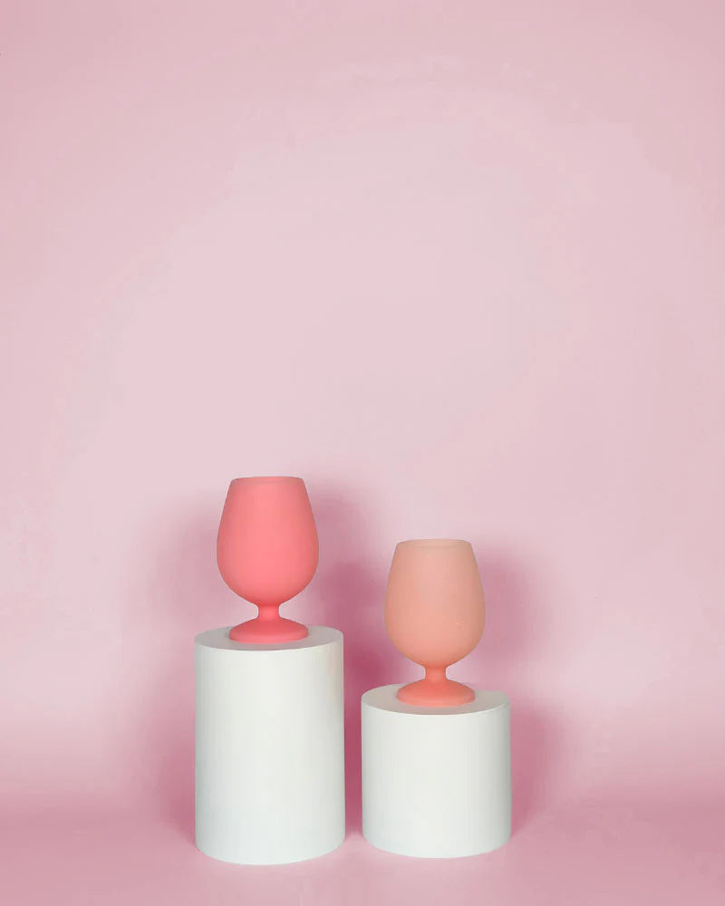 Flamingo & Lotus Stemm Silicone Wine Glasses