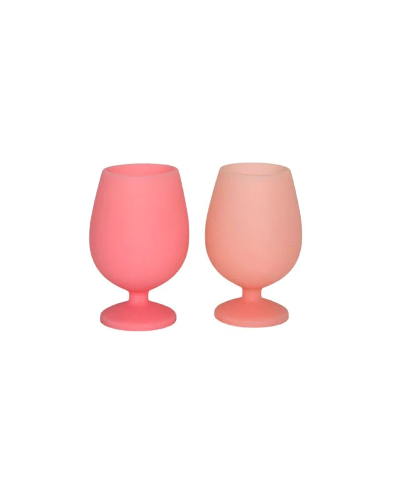 Flamingo & Lotus Stemm Silicone Wine Glasses