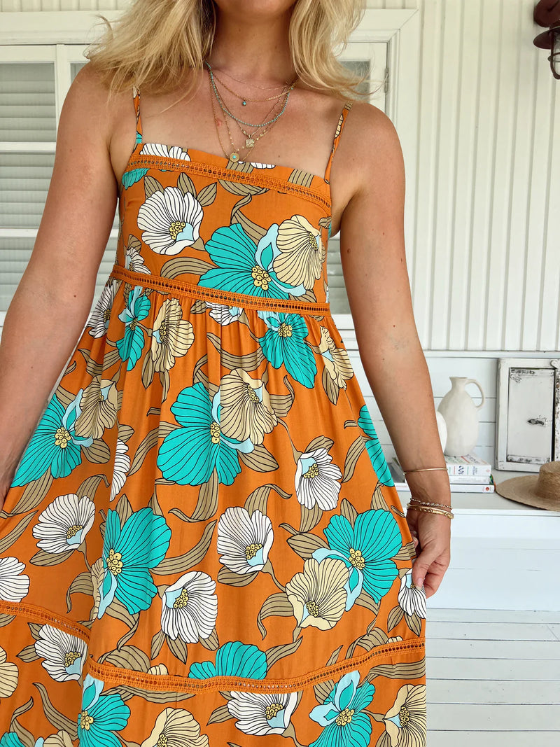 Aqua Fields print - Heidi Midi by Jaase.