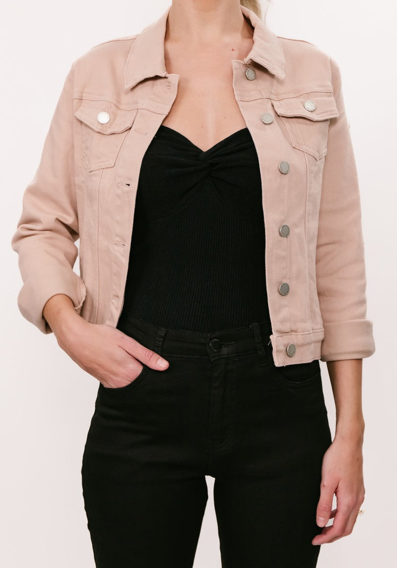 Country Denim- Cropped Dusty Pink denim jacket