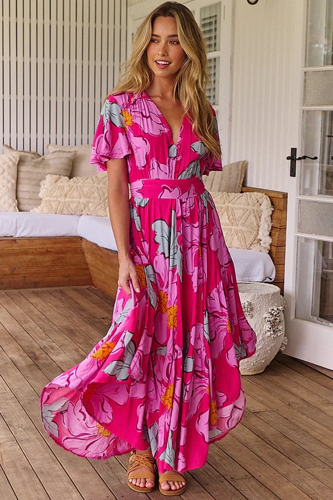 Rosebud print- Taurus Maxi dress by Jaase - 50% OFF