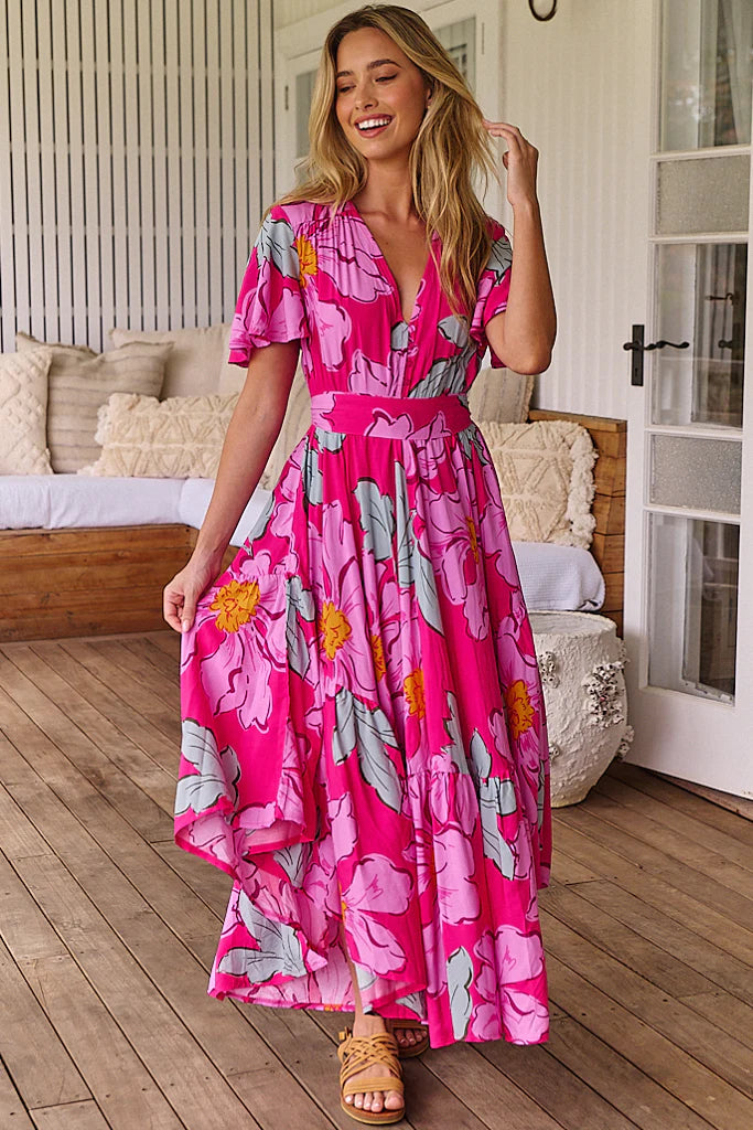 Rosebud print- Taurus Maxi dress by Jaase - 50% OFF