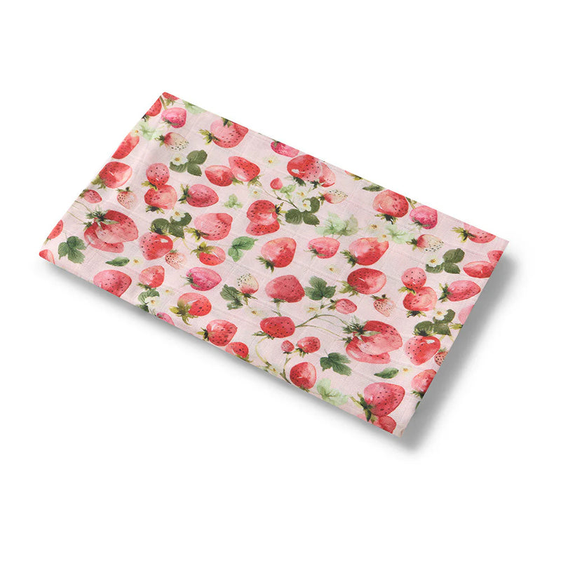 Organic Muslin Wraps- Strawberry print