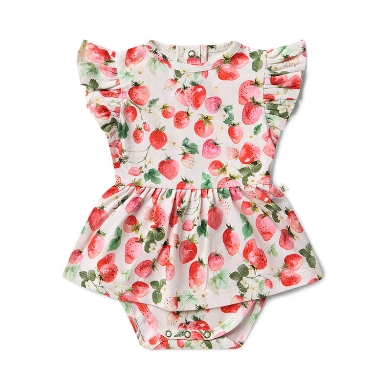 Strawberry Organic Dress by Snuggle Hunny- NEW Tutti Frutti Collection up to Size 6