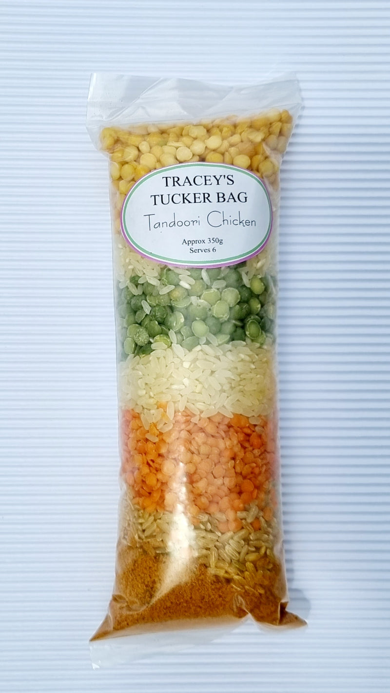 Tracey's Tucker Bag Assorted Gourmet ready-mixed meals.