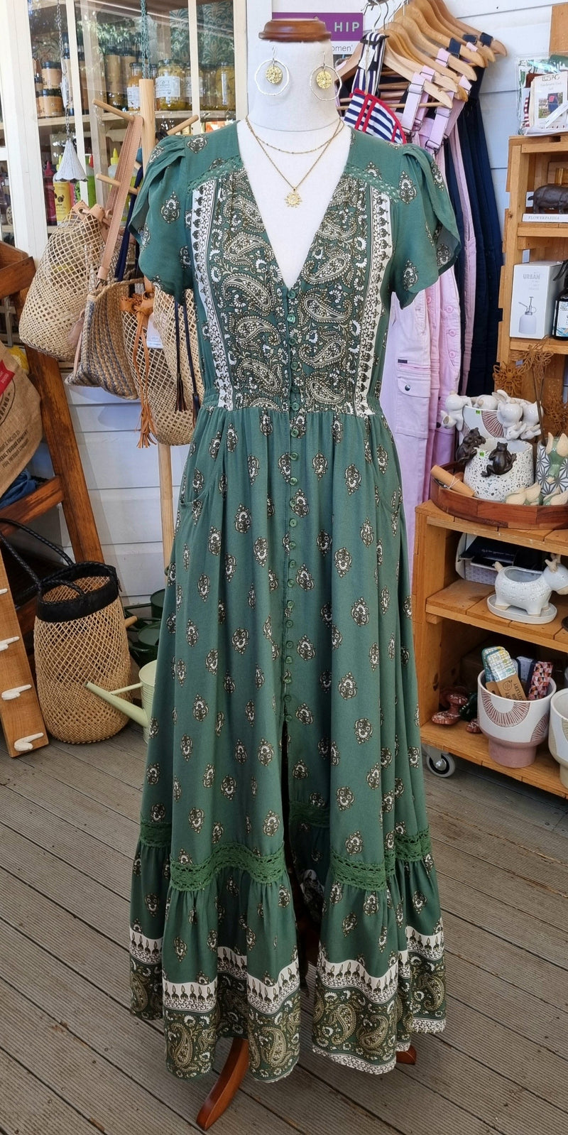 Viridian print- Carmen Maxi by Jaase - (plus sizes limited)