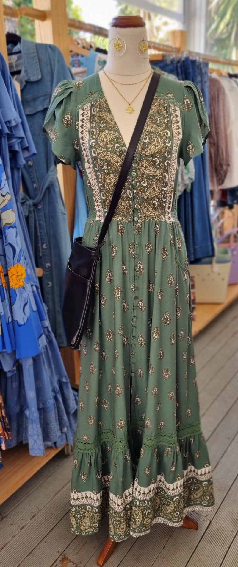 Viridian print- Carmen Maxi by Jaase - (plus sizes limited)