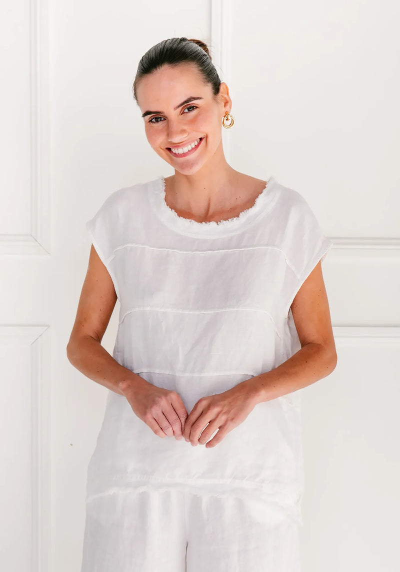 Soul Sparrow White Linen Top