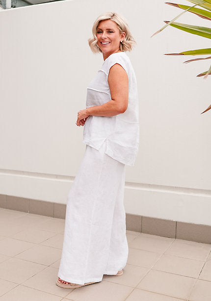 Soul Sparrow White Linen Top