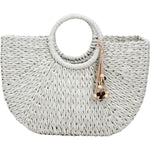 Large Woven Straw Bag - Oyster