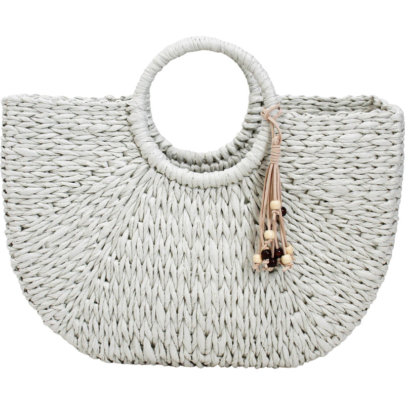 Large Woven Straw Bag - Oyster