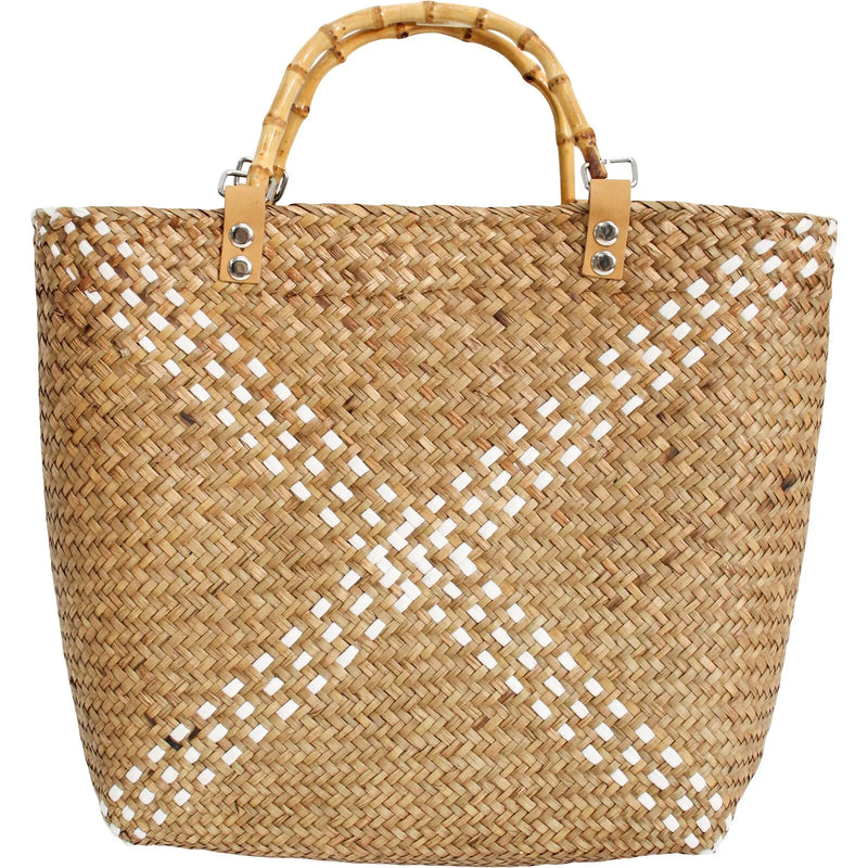 Large Woven Striped Straw Bag