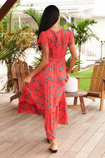 Babylon Flower Print Carmen Maxi Dress